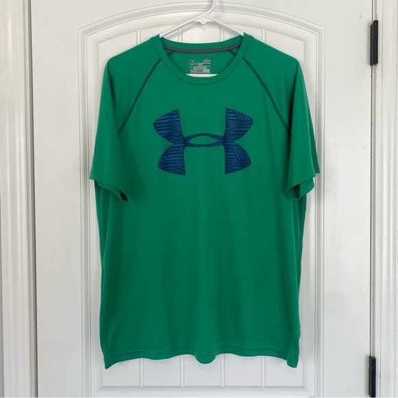 Under Armour Men's Green Short Sleeve Loose Fit Heat Gear Shirt Size Large - Picture 1 of 6